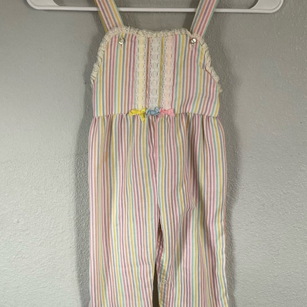 Vintage 1980s made in the USA Buster Brown 24 month romper overalls